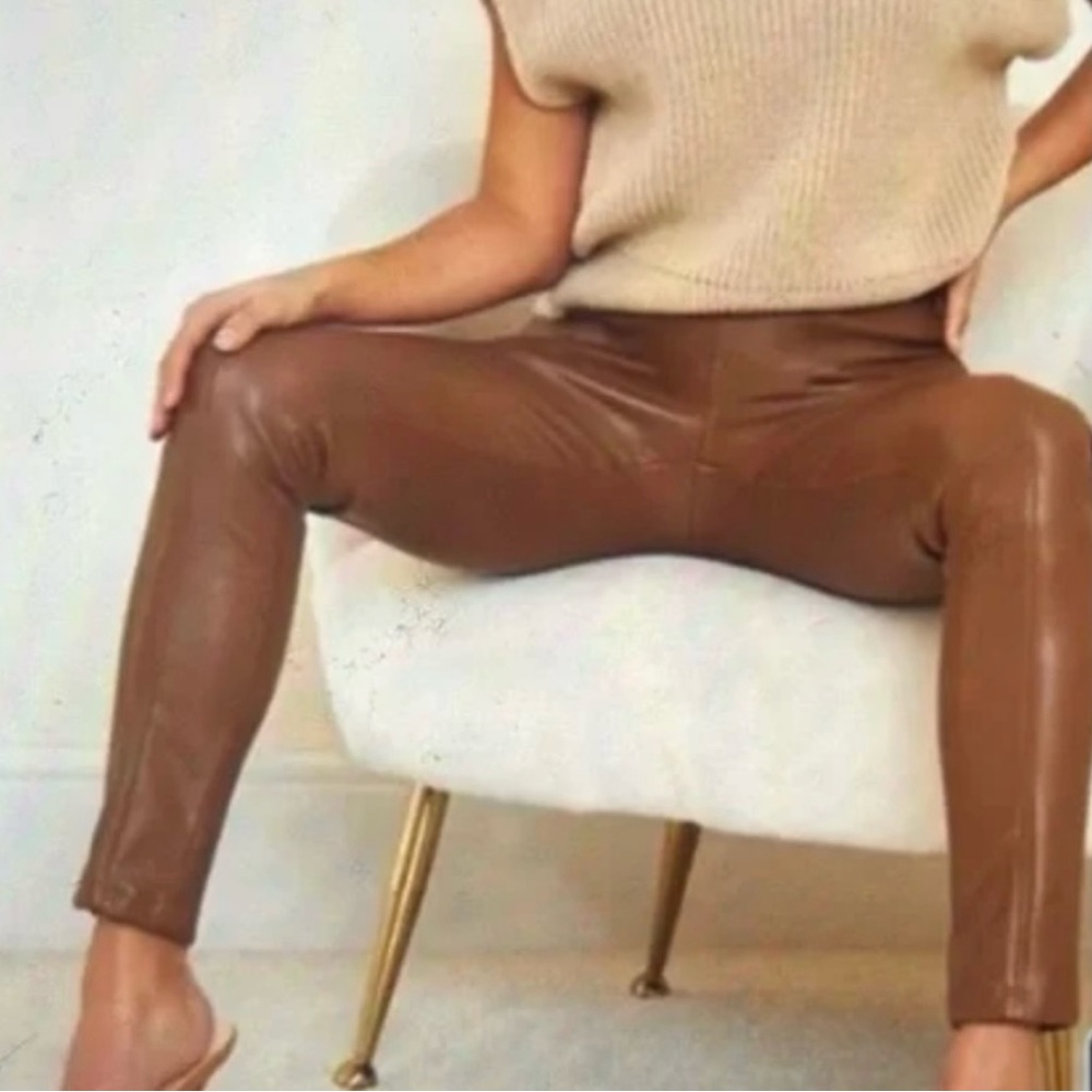 Rag & Bone tan Nina faux leather pants